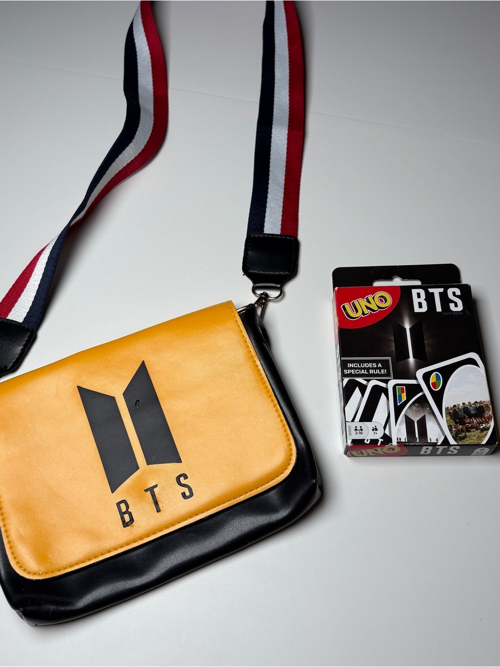 BTS Merch Bundle Lot - Crossbody Bag & Official Mattel UNO Card Game